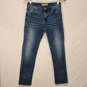 Refinery Republic Women's Skinny Med Blue Distressed Wash Zip fly single button